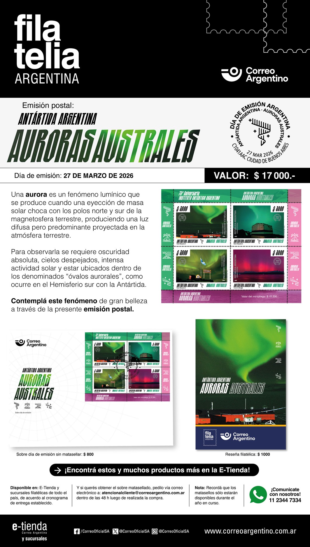 Estampilla Auroras Australes - Antártida Argentina